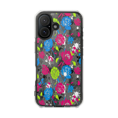 Copy of Clear Magnetic Phone Case — Bright Tropical Floral Impact Protection