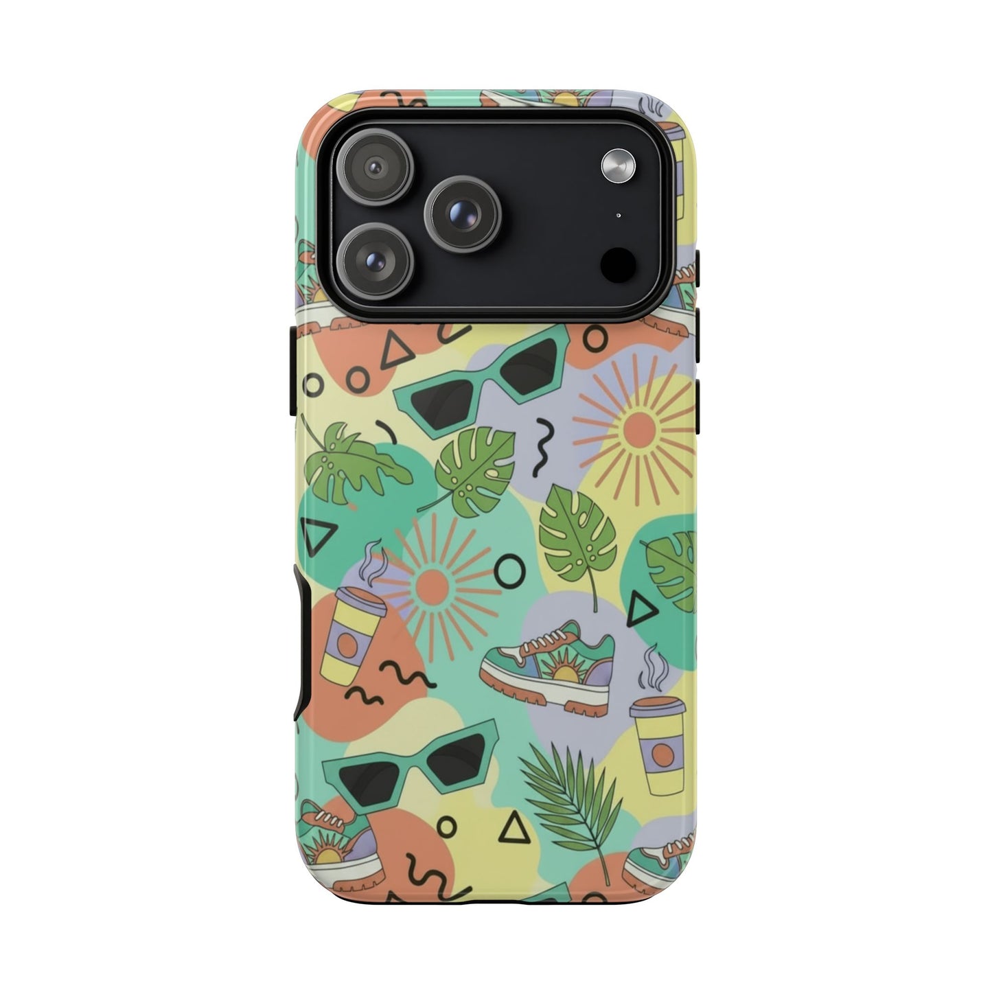 Tropical Summer Phone Case — Retro Sunglasses, Sneakers & Palm Pattern