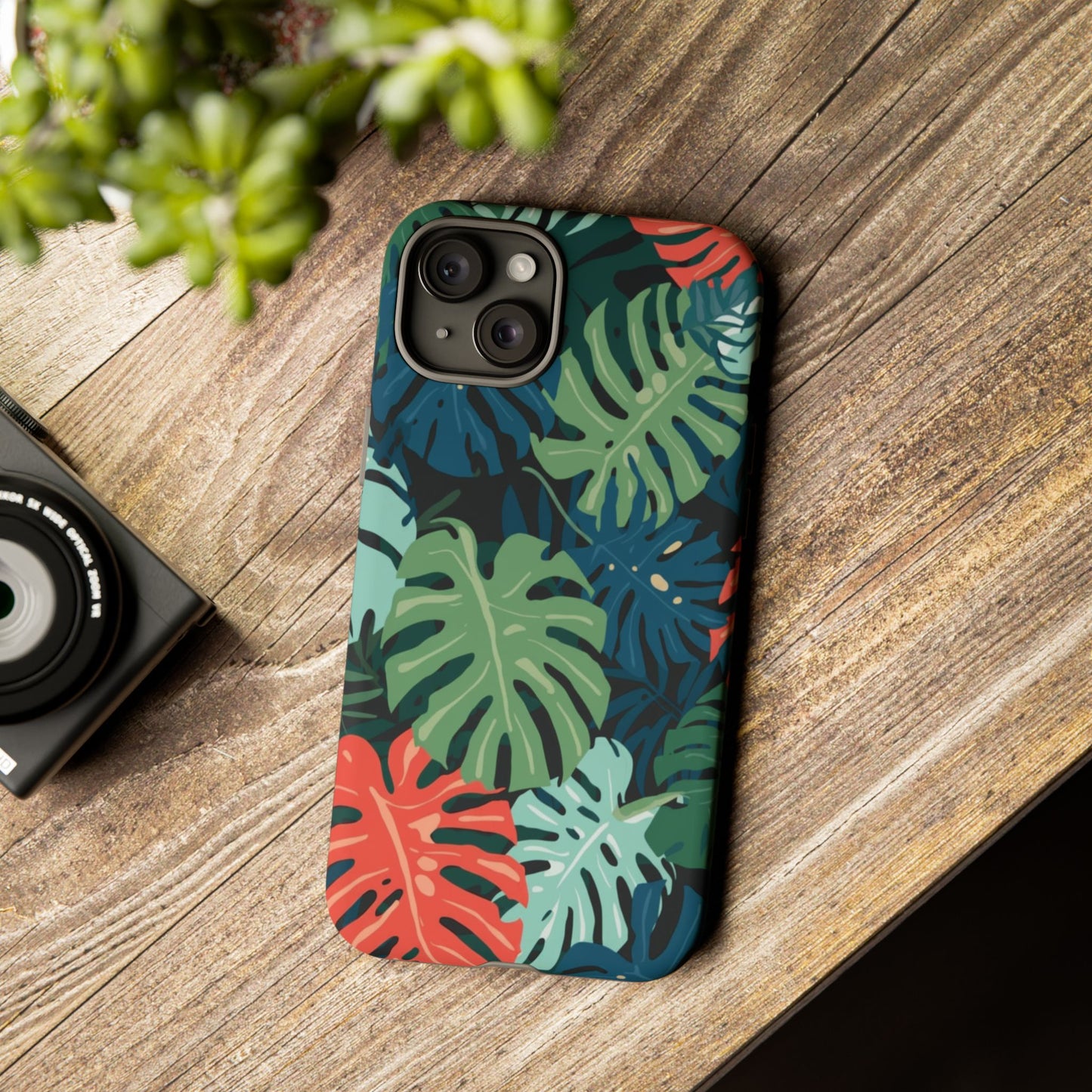 Tropical Monstera Phone Case — Colorful Leaf Protective Tough Case