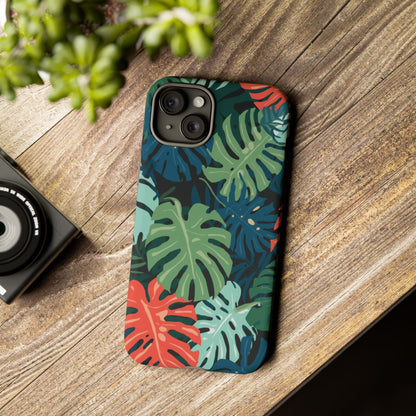 Tropical Monstera Phone Case — Colorful Leaf Protective Tough Case