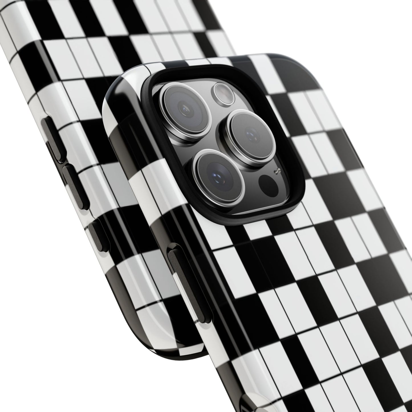Crossword Grid Phone Case — Black & White Puzzle Pattern Tough Phone Cover