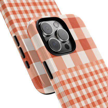 Buffalo Check Tough Phone Case — Orange Gingham Protective Cover