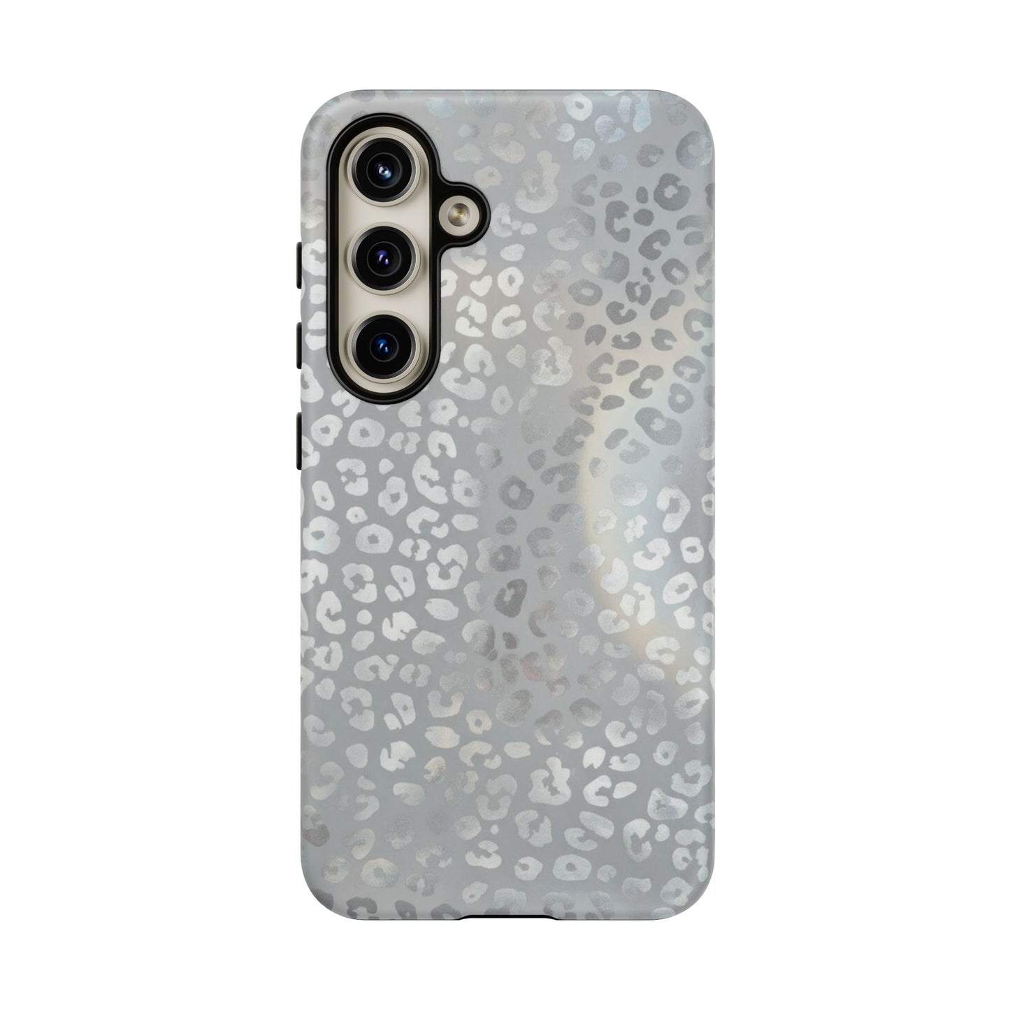 Grey Leopard Print Tough Phone Case — Durable Protective iPhone Cover