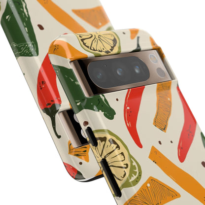 Spicy Peppers Phone Case – Colorful Chili, Lime & Citrus Pattern