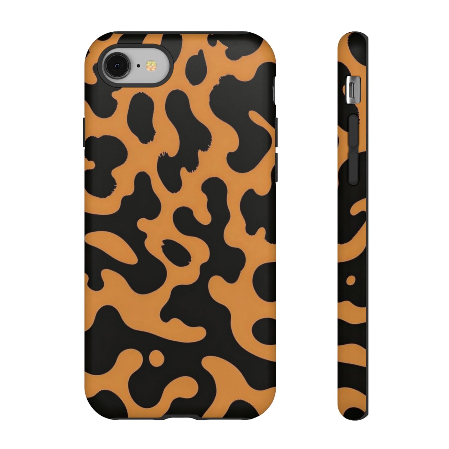 Leopard Print Phone Case — Orange & Black Tough Pattern Protective Cover