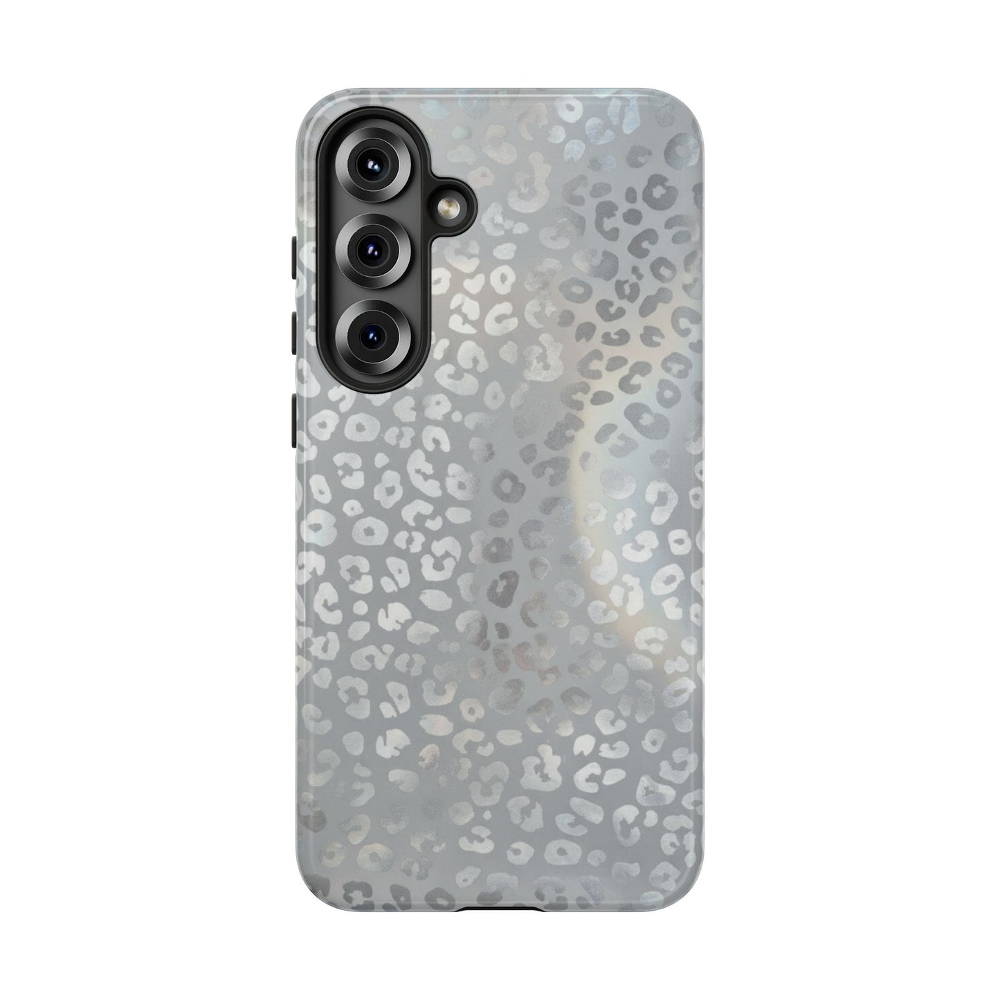Grey Leopard Print Tough Phone Case — Durable Protective iPhone Cover