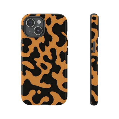 Leopard Print Phone Case — Orange & Black Tough Pattern Protective Cover