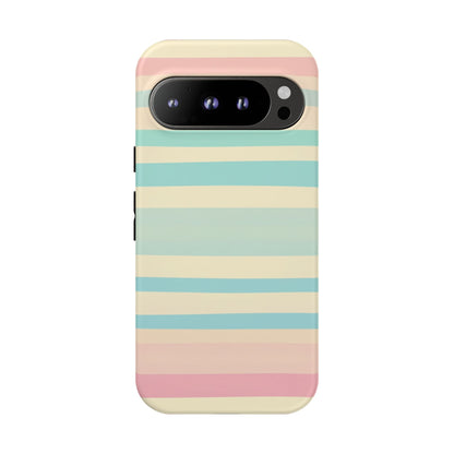 Pastel Striped Tough Phone Case – Protective Retro Rainbow Design