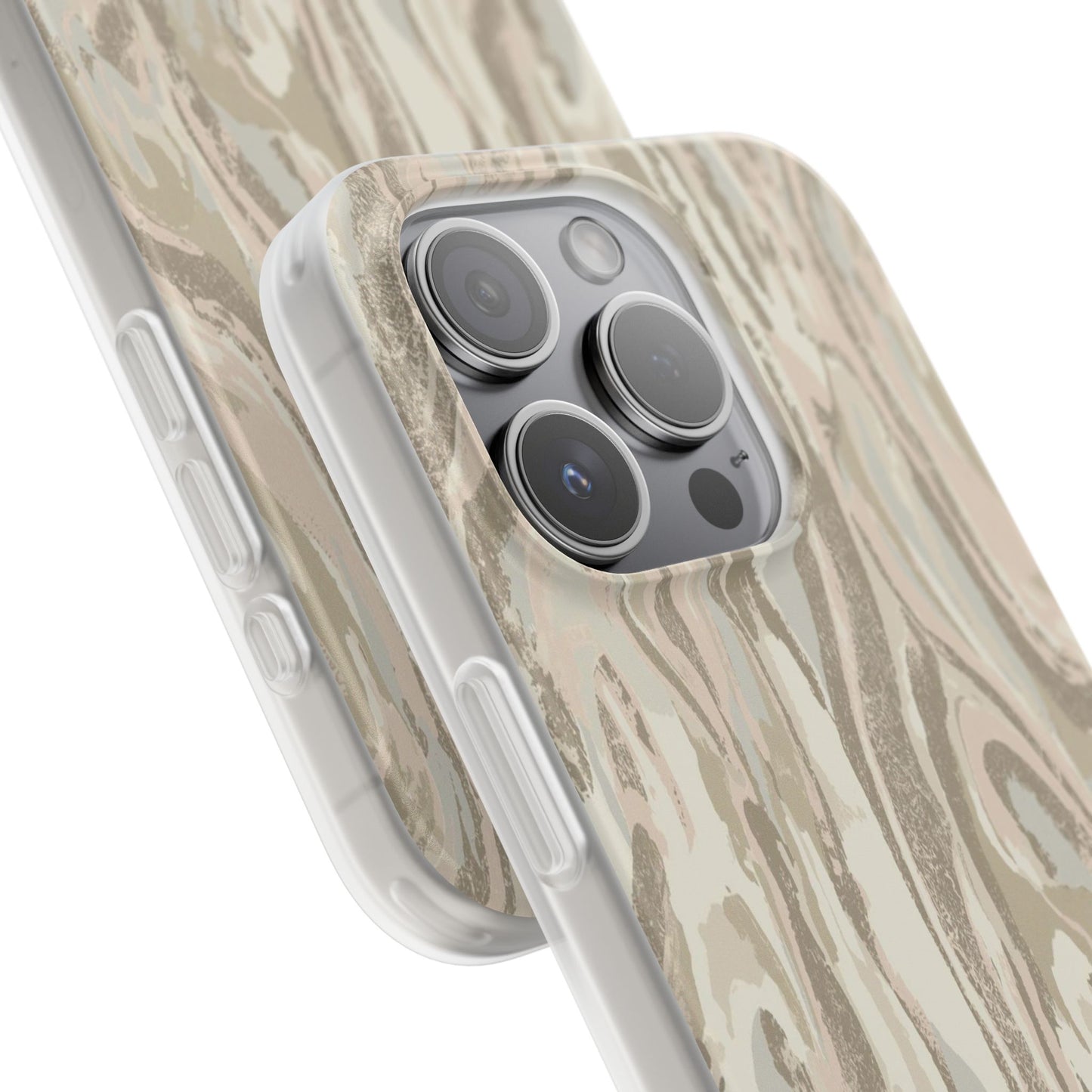 Neutral Marble Swirl Flexi Phone Case — Beige Abstract Protective Cover