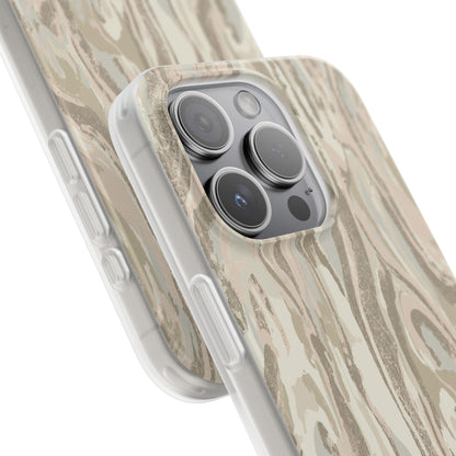 Neutral Marble Swirl Flexi Phone Case — Beige Abstract Protective Cover