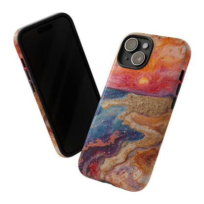 Sunset Coast Phone Case — Colorful Abstract Beach Art Tough Case