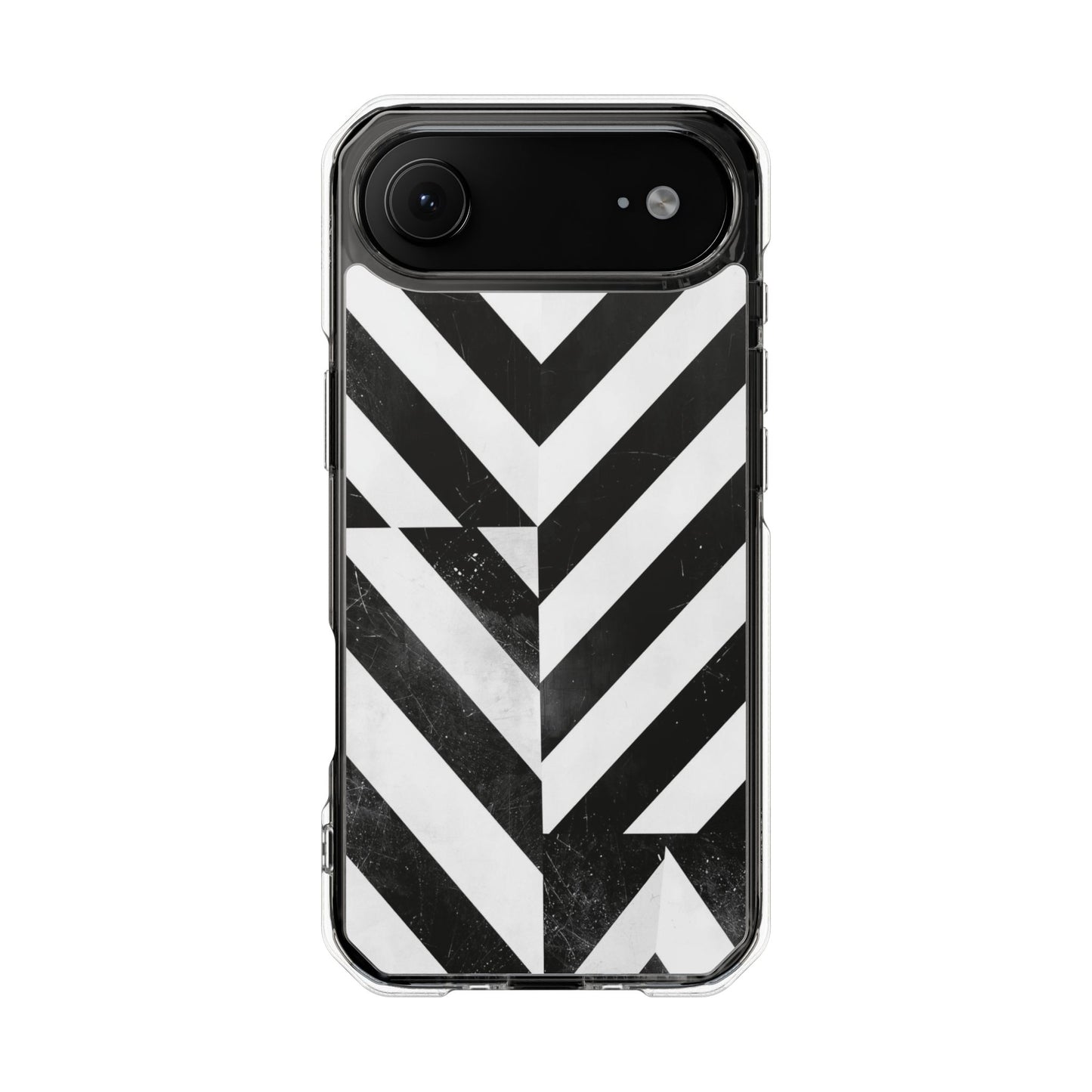 Clear Magnetic Phone Case — Bold Black & White Chevron Impact Design