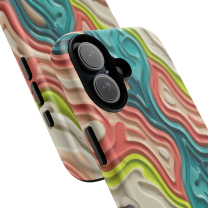 Abstract Contour Phone Case — Colorful Topographic Pattern Tough Case