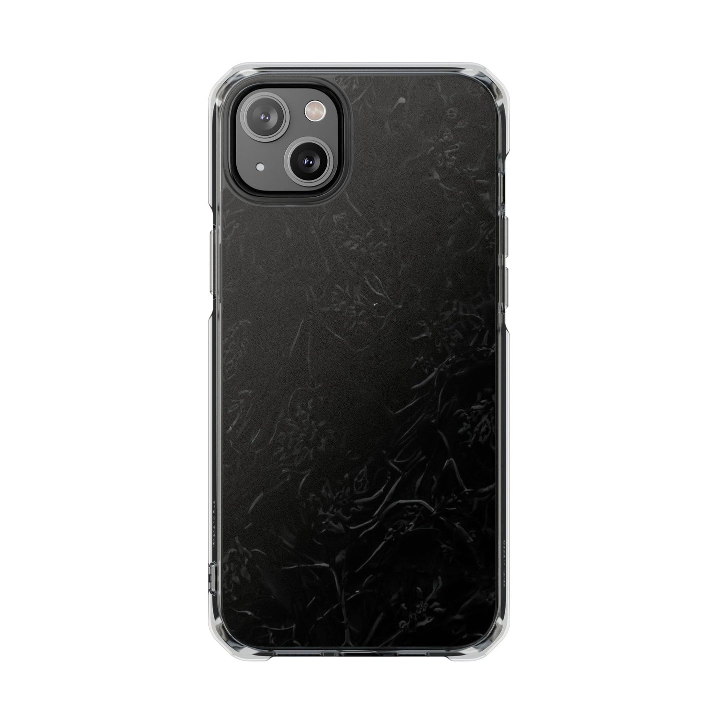 Magnetic Impact Phone Case — Black Floral Design