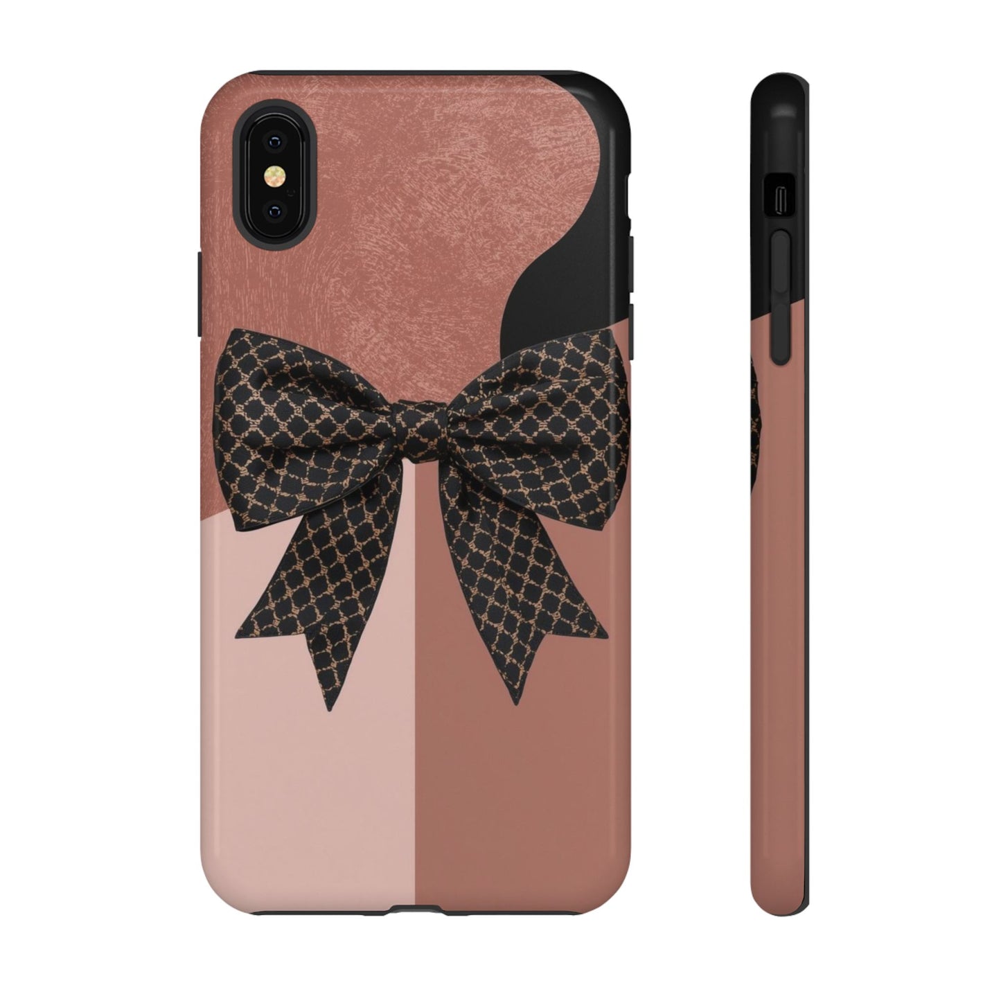 Bow Stripe Tough Phone Case – Pink Mauve Protective Cover
