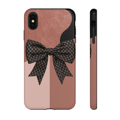 Bow Stripe Tough Phone Case – Pink Mauve Protective Cover