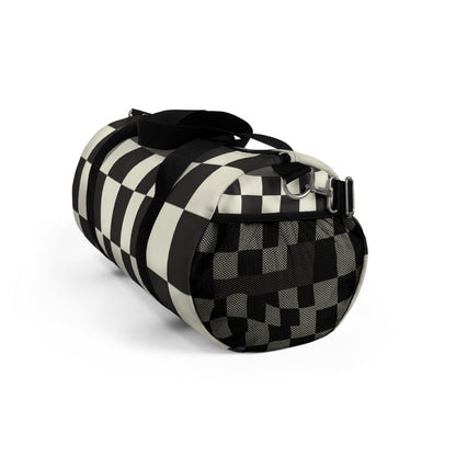 Black & White Checkerboard Duffel Bag — Retro Skate Travel Bag