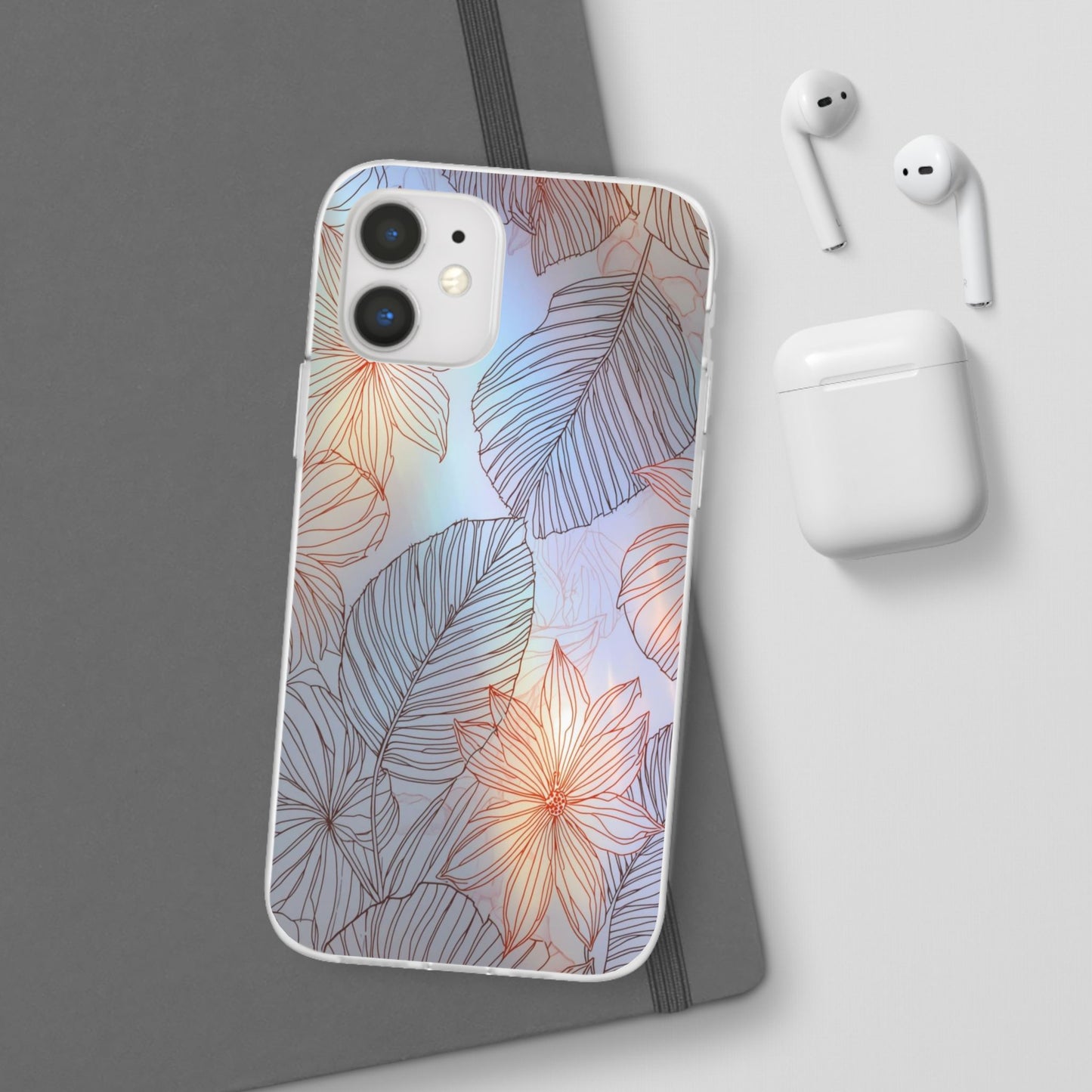 Floral Holographic Phone Case — Iridescent Leaves & Flowers Flexi Case