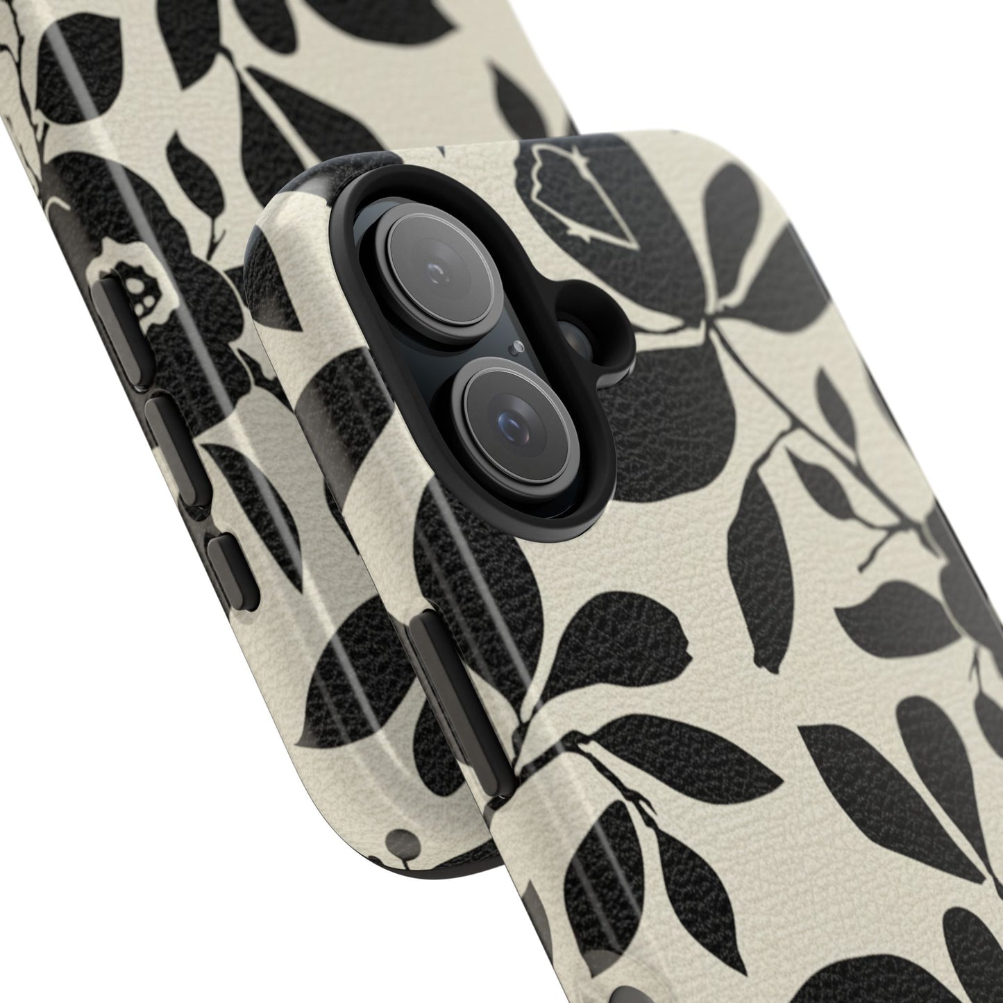 Tough Phone Case — Black Floral Silhouette Protective Cover