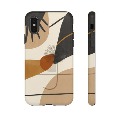 Abstract Earth Tone Phone Case — Mid-Century Minimalist Tough Case