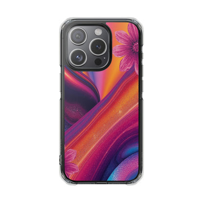 Clear Magnetic Impact Phone Case — Colorful Floral Design