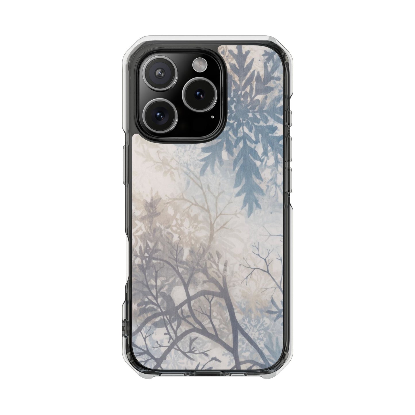 Clear Impact Phone Case with Delicate Botanical Shadow Design — Magnetic Compatible