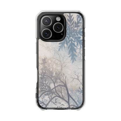 Clear Impact Phone Case with Delicate Botanical Shadow Design — Magnetic Compatible