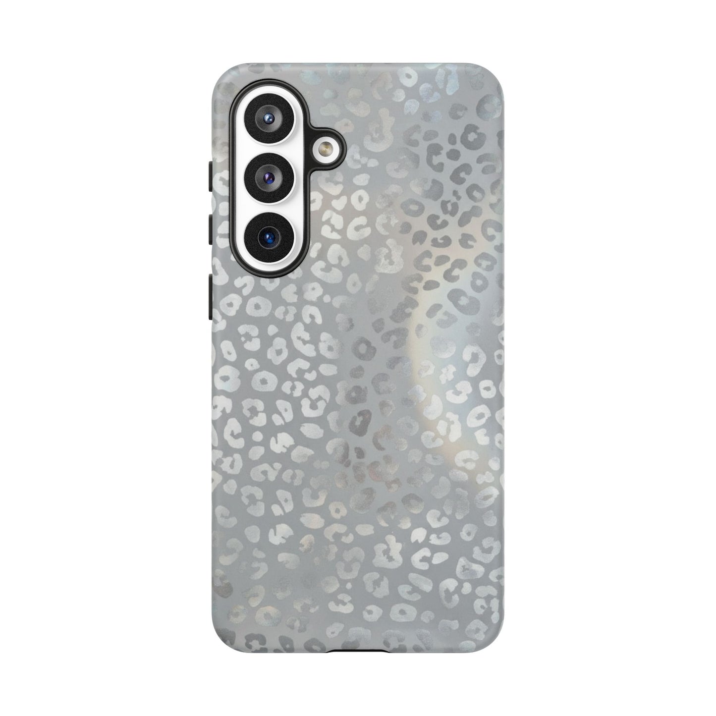 Grey Leopard Print Tough Phone Case — Durable Protective iPhone Cover