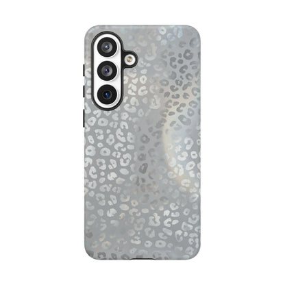 Grey Leopard Print Tough Phone Case — Durable Protective iPhone Cover