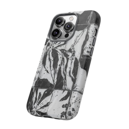 Monochrome Tile Floral Tough Phone Case