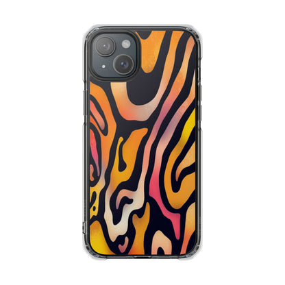 Clear Impact Phone Case — Vibrant Orange Zebra Pattern (Magnetic Compatible)
