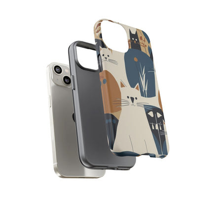 Cat Pattern Phone Case – Retro Abstract Cats Protective iPhone Cover