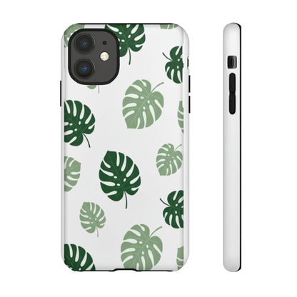 Monstera Leaf Tough Phone Case – Tropical Green Palm Pattern Protective Cover