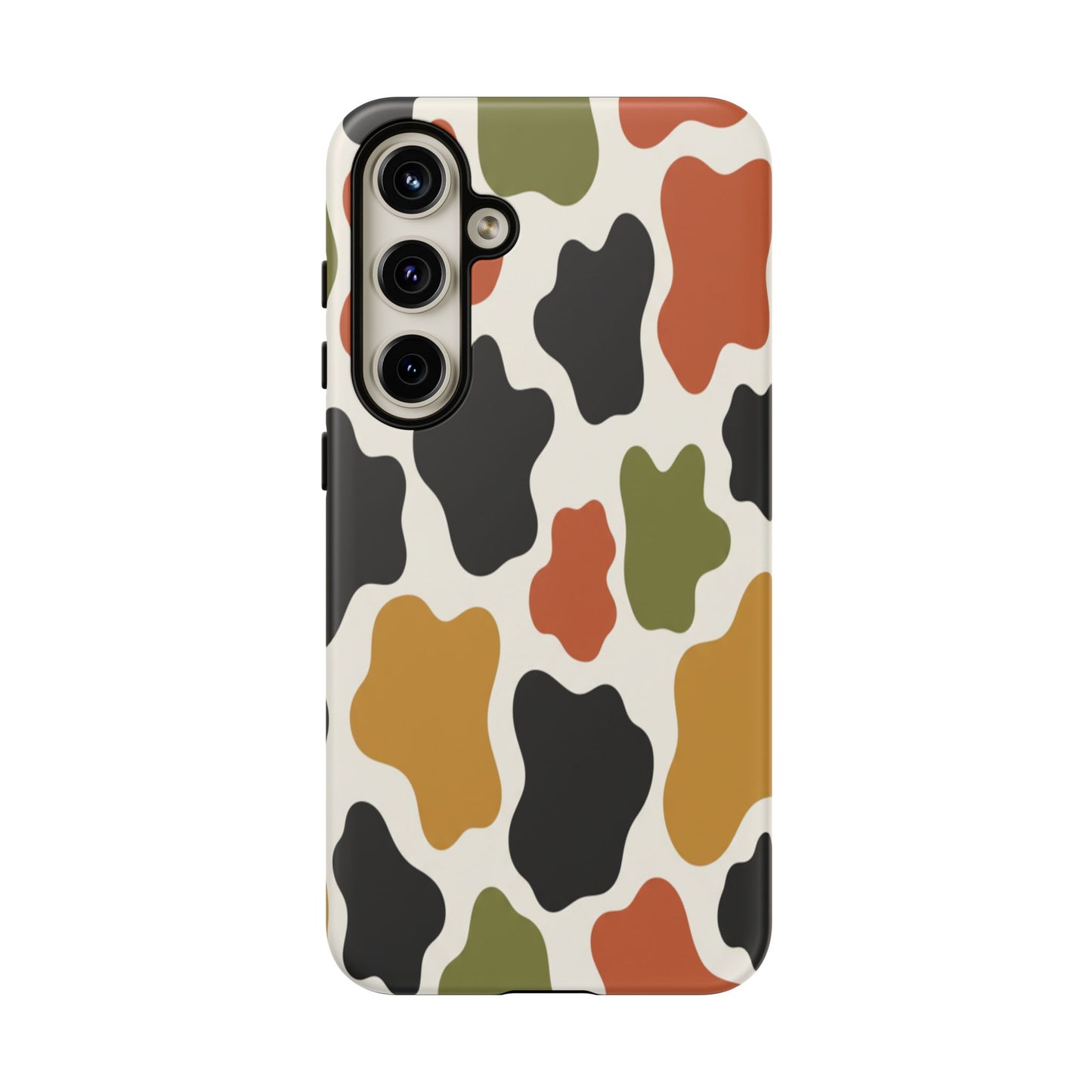 Camouflage Pattern Tough Phone Case – Retro Olive, Rust & Mustard Protective Cover