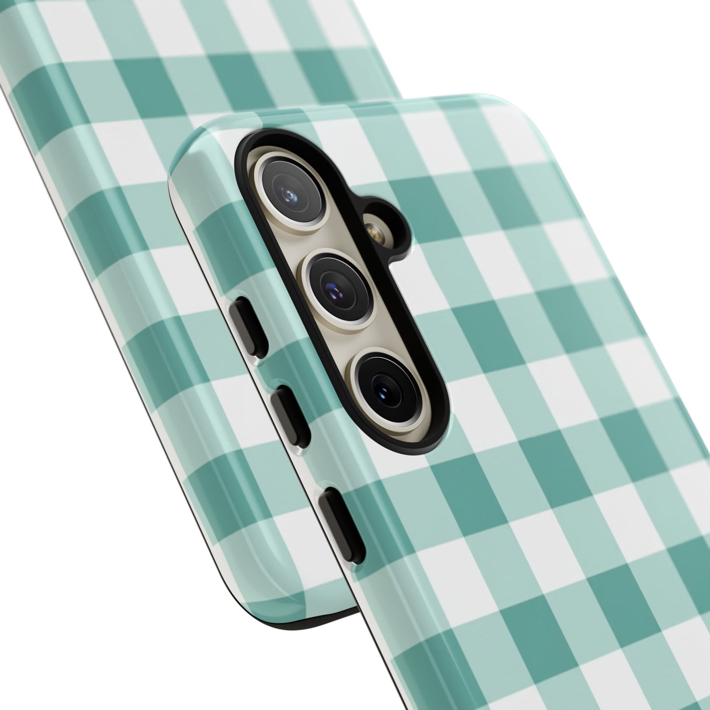 Mint Green Buffalo Check Tough Phone Case — Durable Plaid Protective Cover