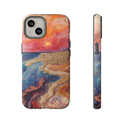 Sunset Coast Phone Case — Colorful Abstract Beach Art Tough Case