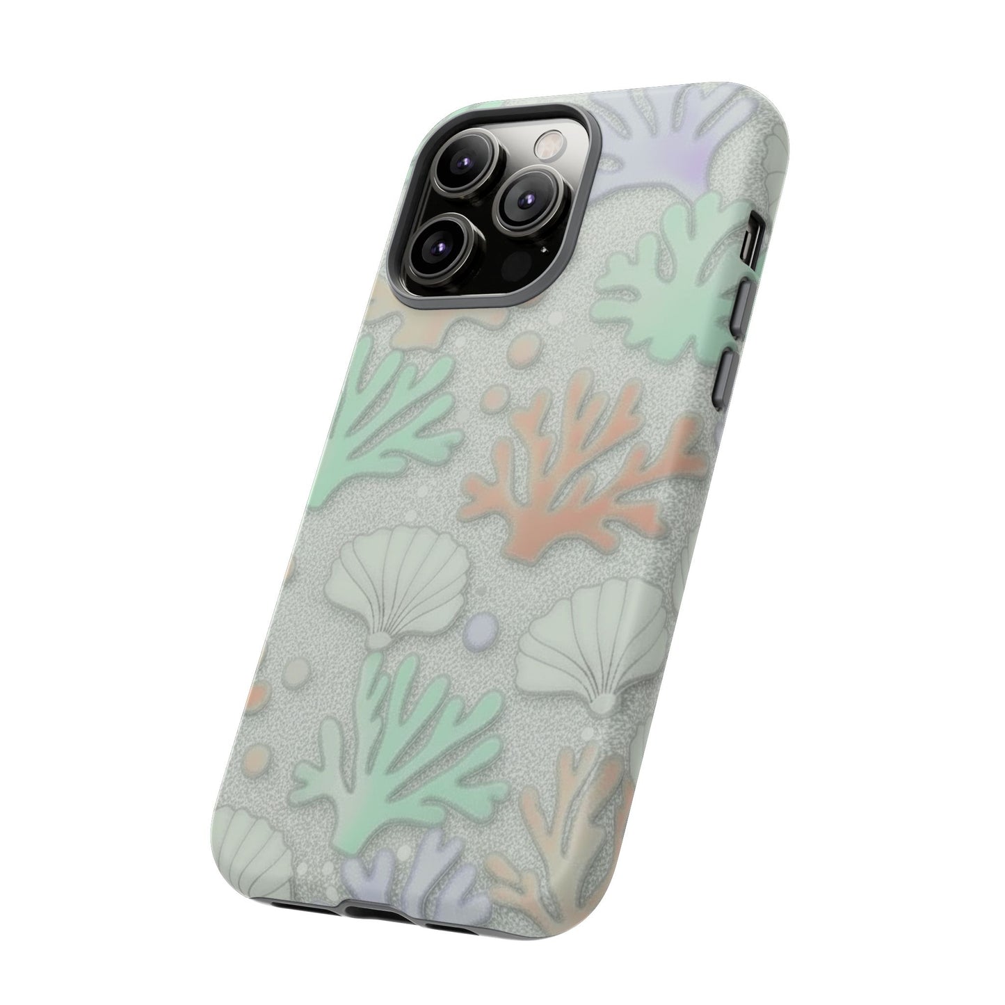 Pastel Coral Reef Tough Phone Case – Sea Shell & Coral Pattern Durable Protector