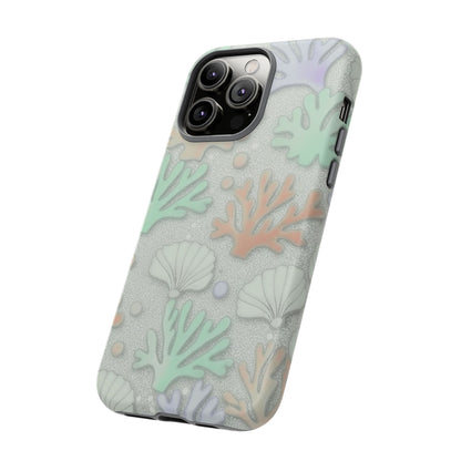 Pastel Coral Reef Tough Phone Case – Sea Shell & Coral Pattern Durable Protector