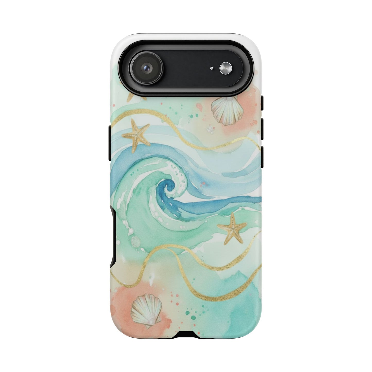 Sea Breeze Wave Phone Case — Pastel Seashell & Starfish Tough Case