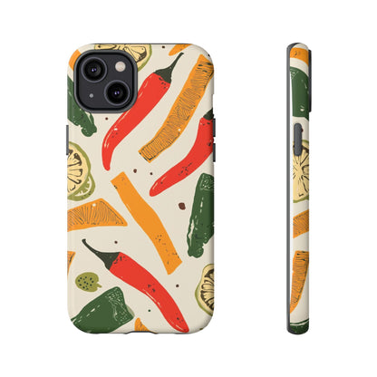 Spicy Peppers Phone Case – Colorful Chili, Lime & Citrus Pattern