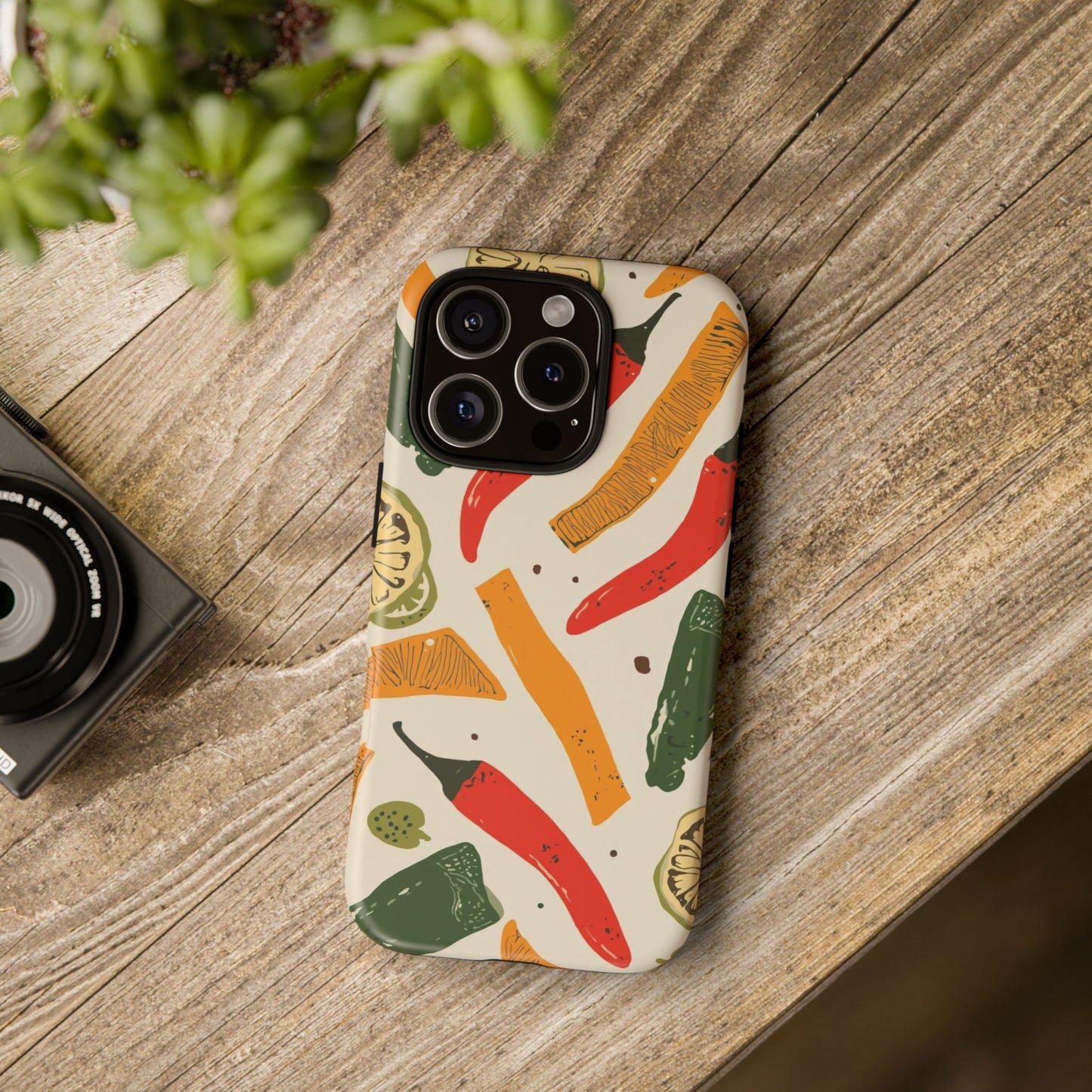 Spicy Peppers Phone Case – Colorful Chili, Lime & Citrus Pattern