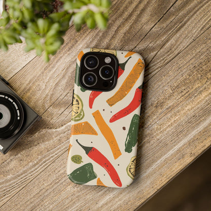 Spicy Peppers Phone Case – Colorful Chili, Lime & Citrus Pattern