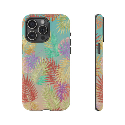 Tropical Palm Leaf Tough Phone Case – Colorful Pastel Botanical Protection