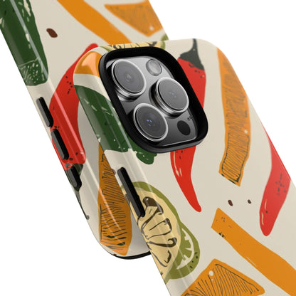 Spicy Peppers Phone Case – Colorful Chili, Lime & Citrus Pattern
