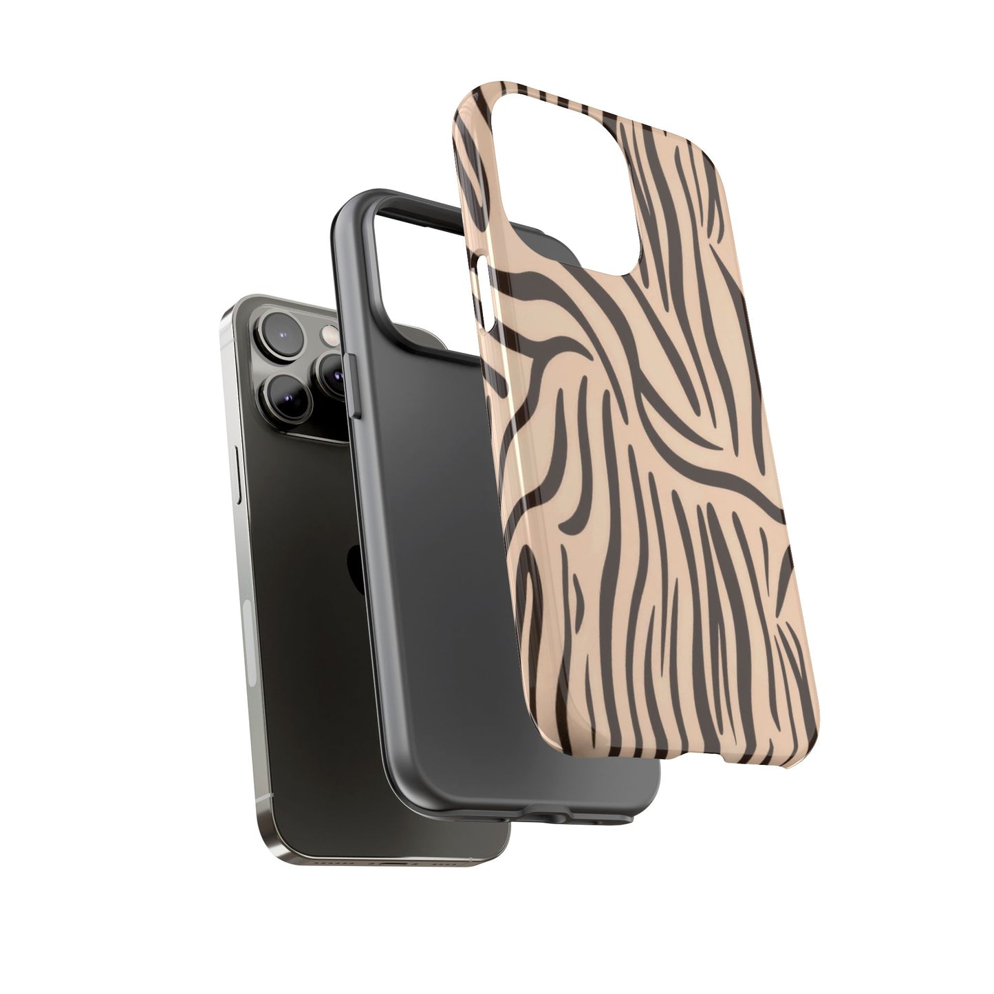 Zebra Stripe Tough Phone Case – Neutral Animal Print Protective Cover