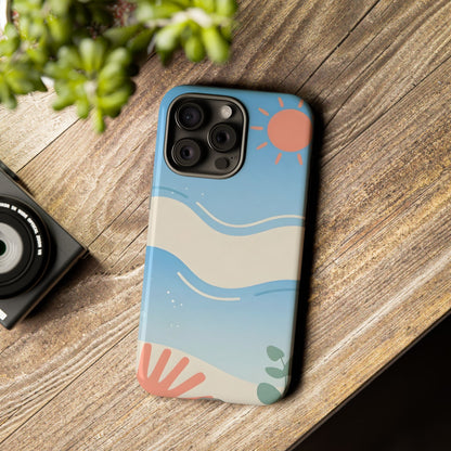 Beach Waves Tough Phone Case — Summer Sun & Seashell Protective Cover