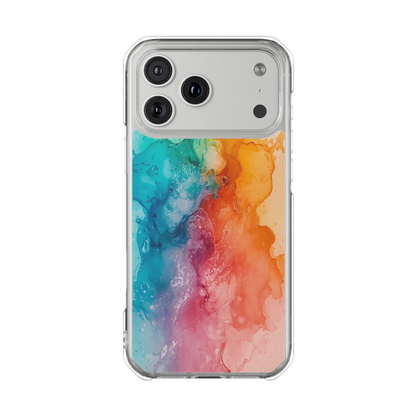 Clear Impact Phone Case — Rainbow Watercolor Splash Magnetic Compatible
