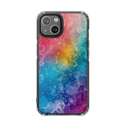 Clear Magnetic Phone Case — Rainbow Crystal Watercolor Impact Protective Cover