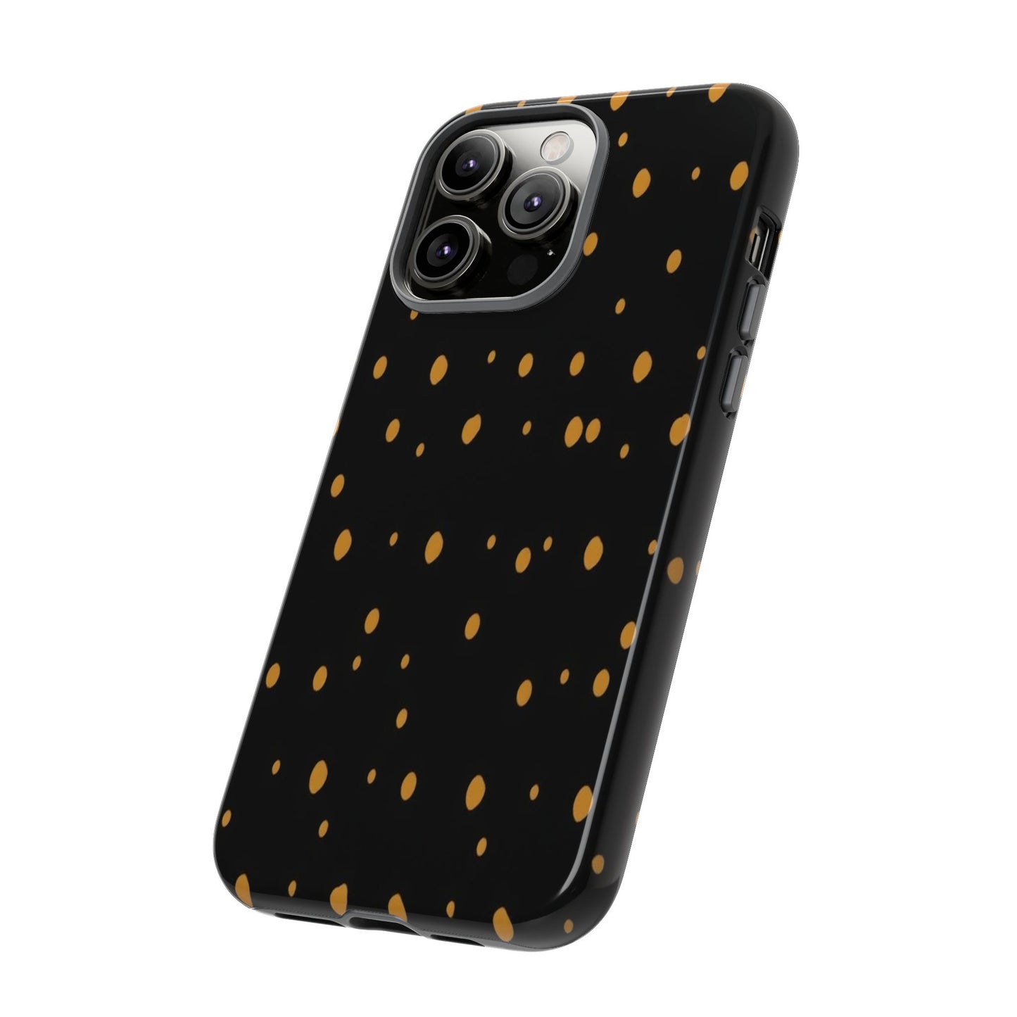 Black & Gold Dot Tough Phone Case — Protective Sparkle Pattern