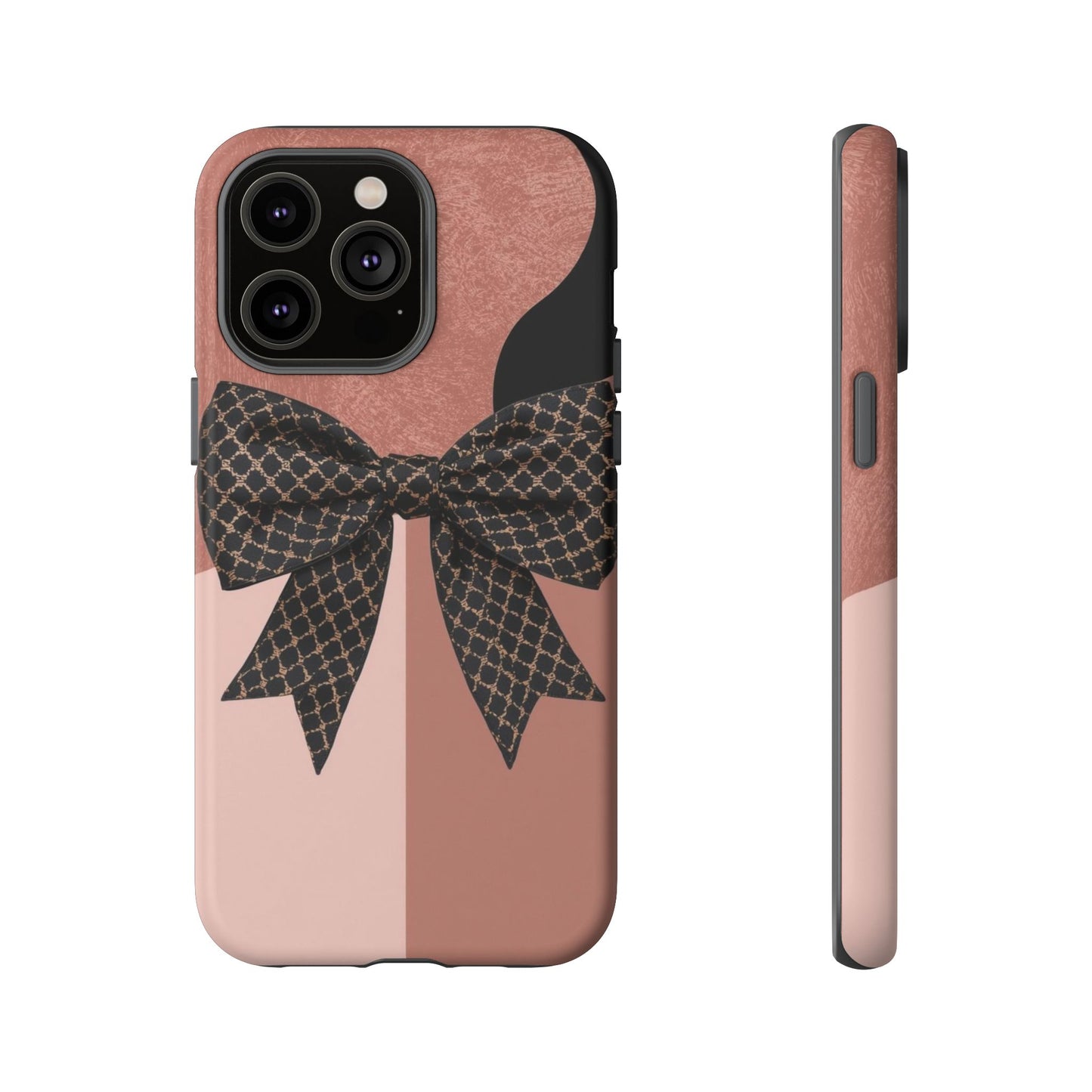 Bow Stripe Tough Phone Case – Pink Mauve Protective Cover